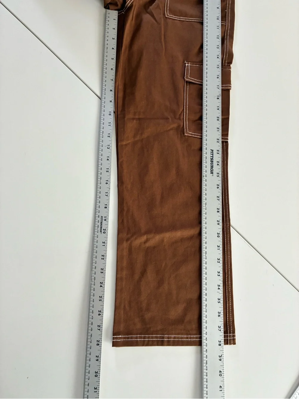 HERPERAS S CHOCOLATE BR 💯 COTTON STREETWEAR CARGO PANTS THICK STICKING ACCENTS - Picture 9 of 14